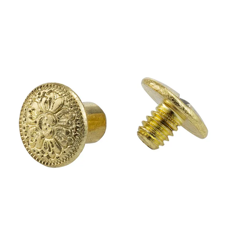 Ivan® Schraubnieten, 10 Paare, lichte Länge 6 mm, Dekor/Messing Letzte Chance